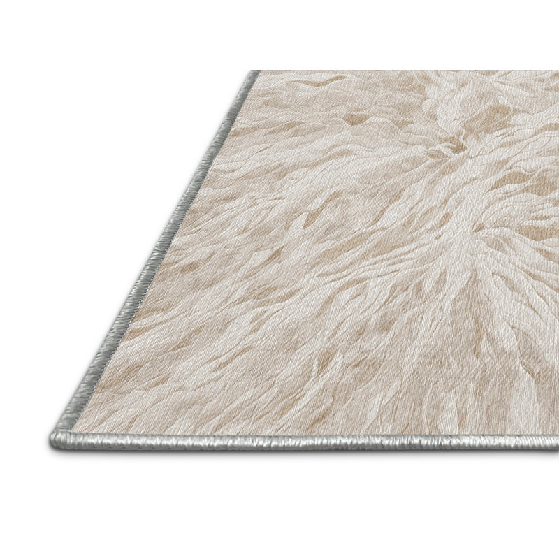 Machine Washable Beige Area Rug, Round 3'