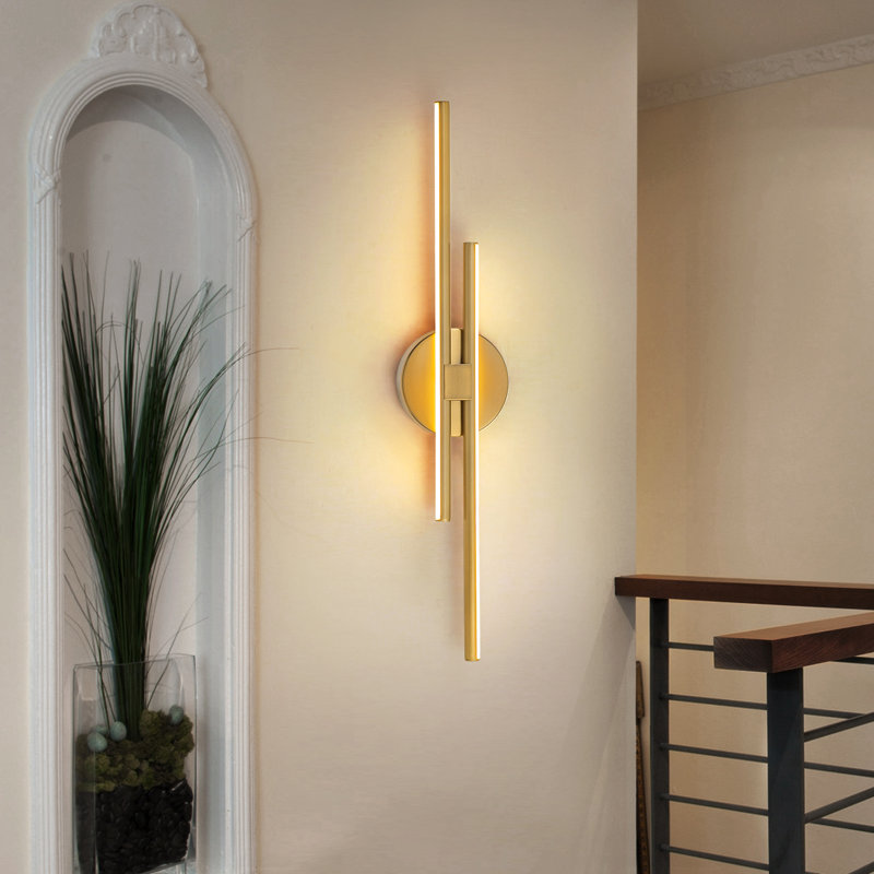 Applique murale à DEL 2 lumières Mokas, Doré, H 23,62 po x l 4,72 po x P 2,35 po