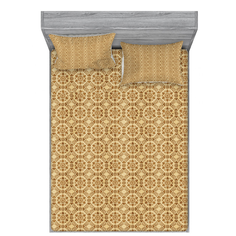 Microfiber Damask Sheet Set, Full Sheet Set with Fitted Sheet