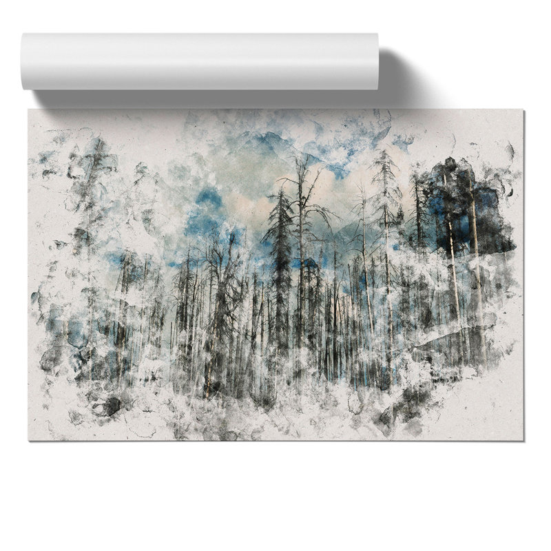 Winter Forest Watercolour - Frameless Print, 30cm H x 42cm W x 0.1cm D