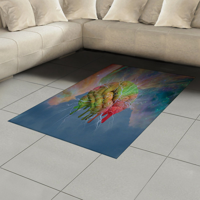 Psychedelic Fantasy High Density Long Fiber Poly Threads Decorative Area Rug Carpet, Rectangle 4' x 5'8"
