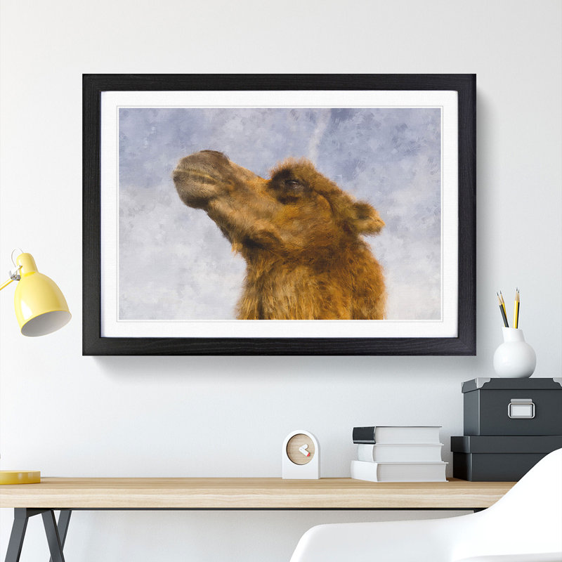 Camel - Picture Frame Painting, 27cm H x 36cm W x 2cm D, Black Framed