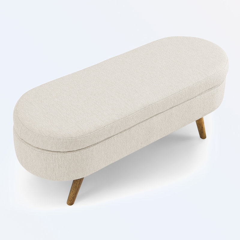 Banc de rangement à couvercle rabattable rembourré, Beige