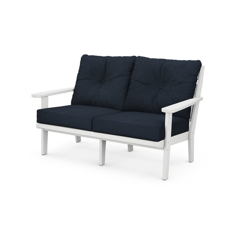 Causeuse Sarahi POLYWOOD x Sol 72, Blanc, Marine Indigo Revolution®