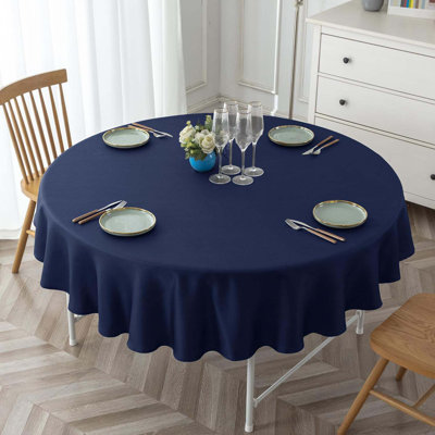 2 Pack Round Table Cloth - Linen Textured Tablecloth Wrinkle Free Washable Decorative Fabric Table Cover For Buffet Banquet Parties Event Holiday Dinner