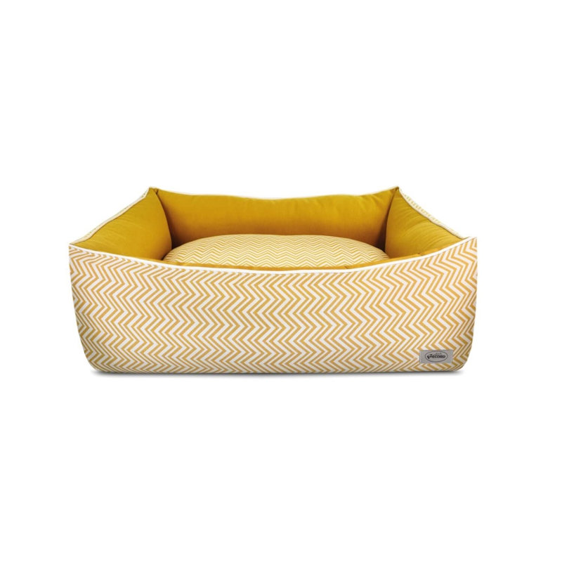 Mia Geometric Pet Bed, Extra Small (60" W x 45" D x 18" H), Mustard/White
