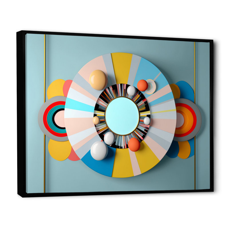 «Circle Dimensions in Pastel Tones II», reproduction sur toile flottante, L 40 po x H 30 po, Noir