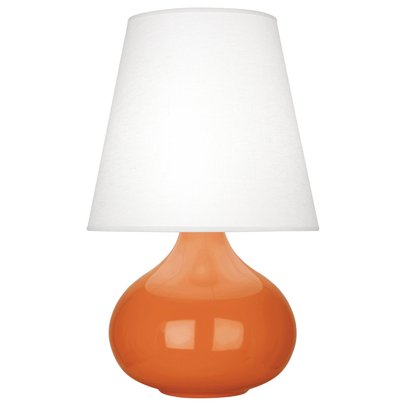 Small June Accent Lamp, Pumpkin, Oyster Linen