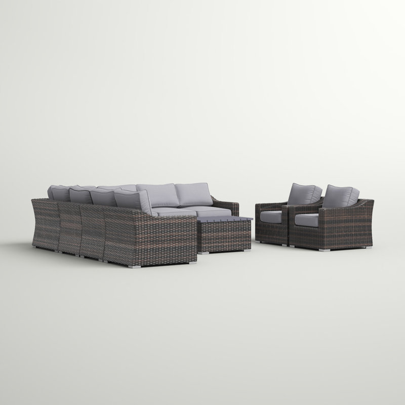 Dayse Fully Assembled 8 - Person Seating Group with Cushions |Pre-built outdoor sofa, Espresso