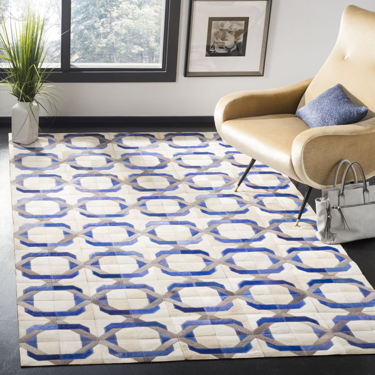 Cartwright Studio Leather Hand Woven Leather Geometric Rug