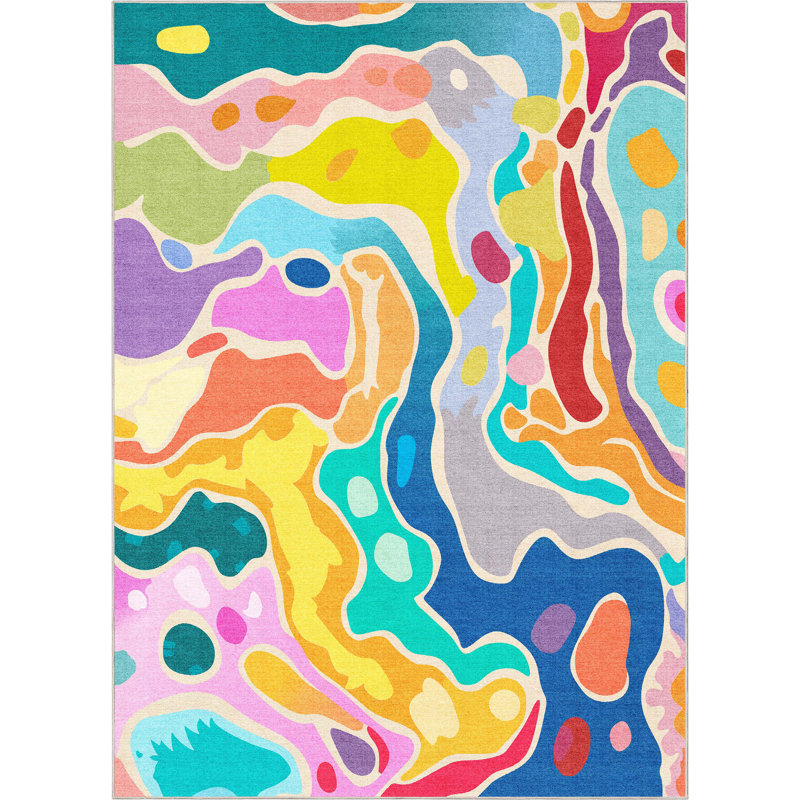 Crayola Modern Whimsy Waves Area Rug, Rectangle 5' x 7'