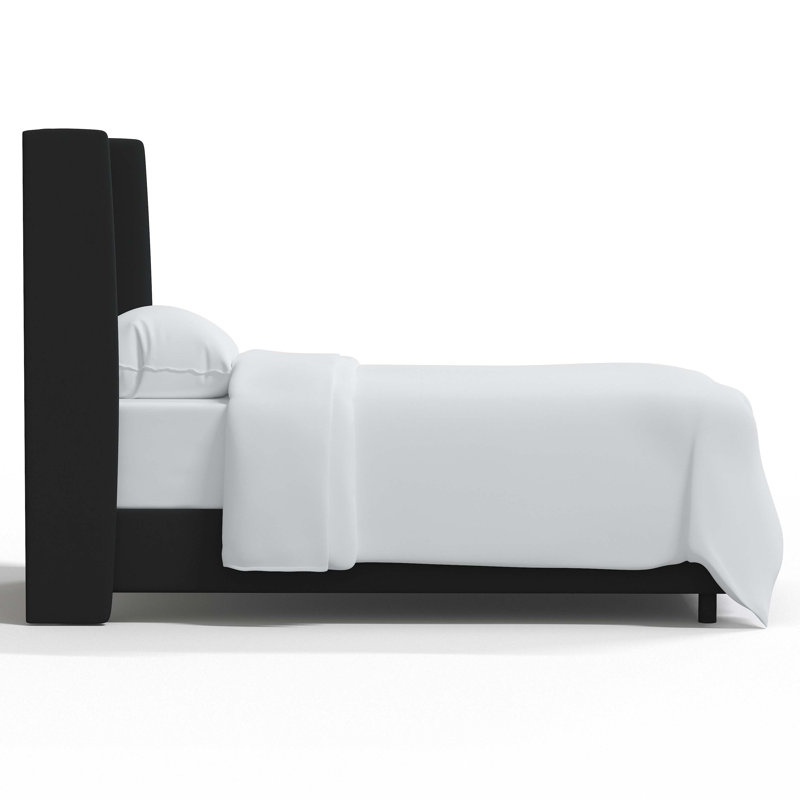Dinapoli Upholstered Wingback Bed, Classic Black Performance Velvet, Twin
