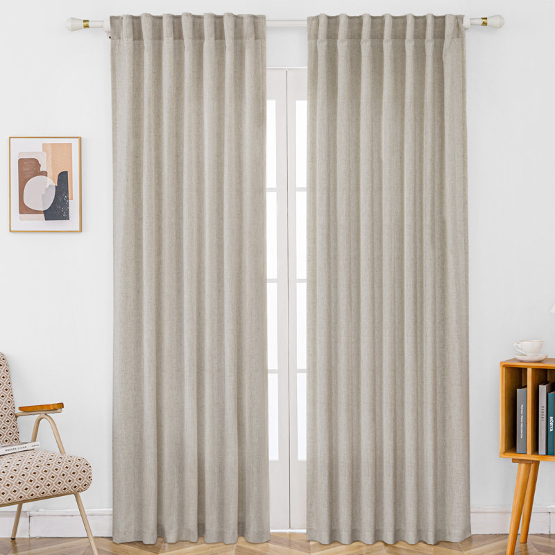 Paire de rideaux semi-transparents en lin mélangé Toyoko, Lin lin, L 60 po x L 96 po