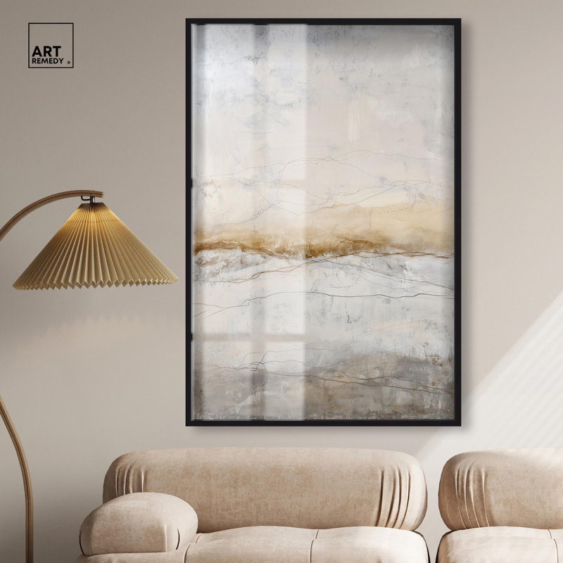 Décoration murale Boho «Cracked Earth II» par Art Remedy, cadre noir, 36 x 54, H 55 po x l 37 po, Cadre noir