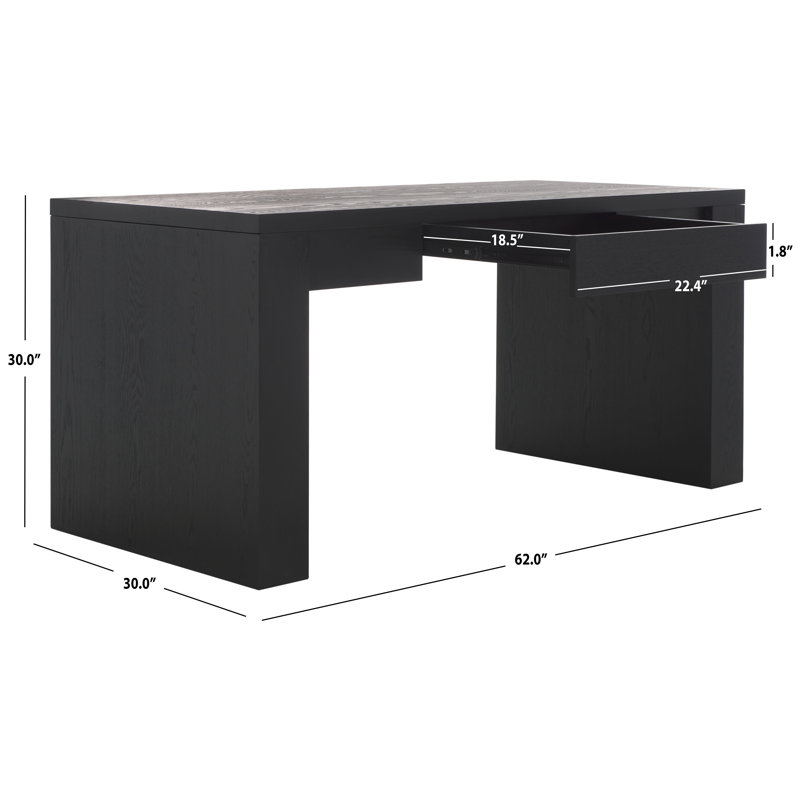 Deborah Solid Wood Writing Desk, Black