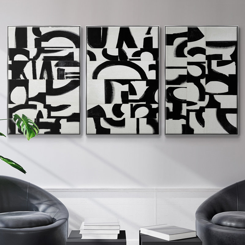 Prosperous Elements V9, reproduction sur toile 3 pièces, Argent, H 36 po x l 72 po x P 2 po