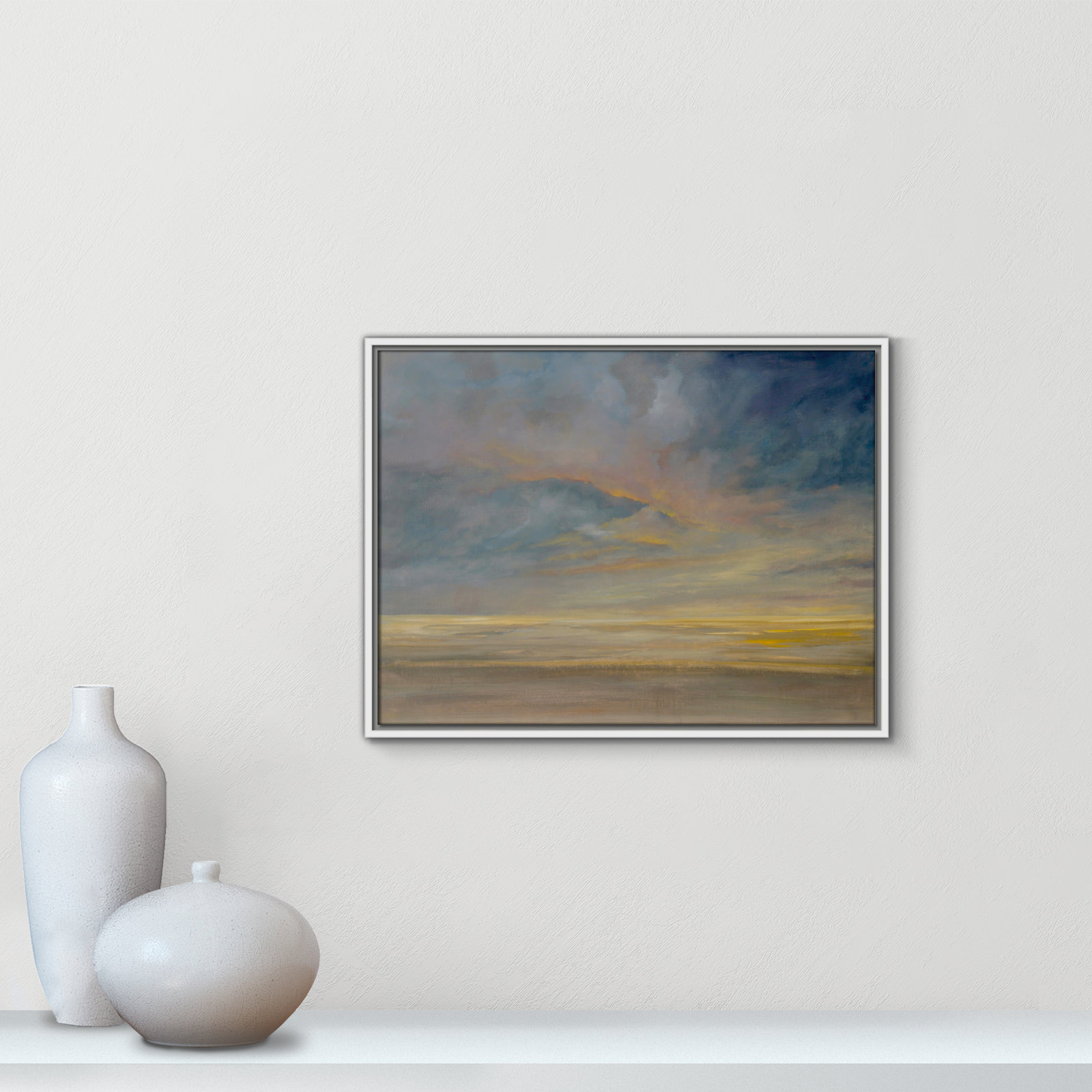 Saffi "Dawning Unrest" Painting, 19.5" H x 25.5" W, White