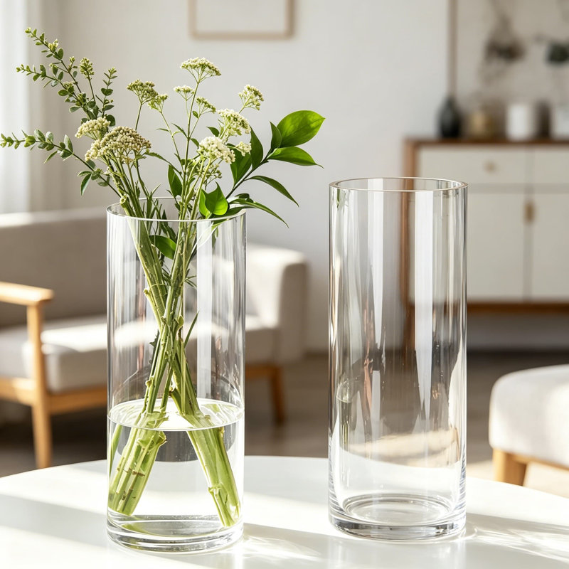 Grand grand ensemble de vases cylindriques en acrylique transparent pour centres de table, grands vases en plastique incassables avec capuchons de support pour la décoration intérieure, les mariages et la culture hydroponique