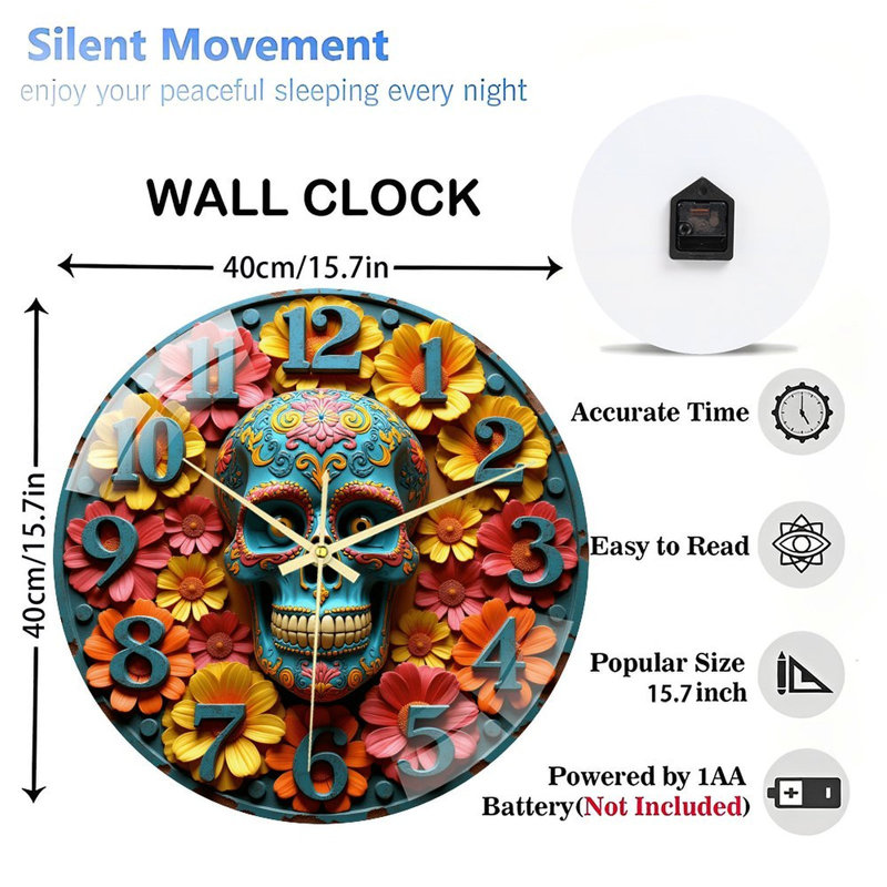 Horloge murale en verre 16 po