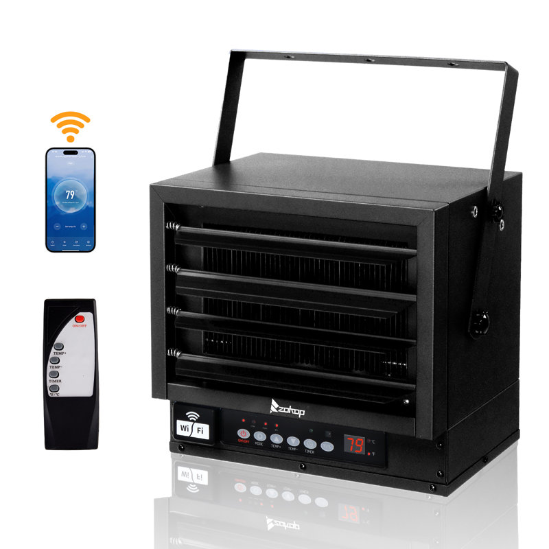 240-Volt Electric Garage Heater With Remote And Wifi Function, Black, 7,500, 25