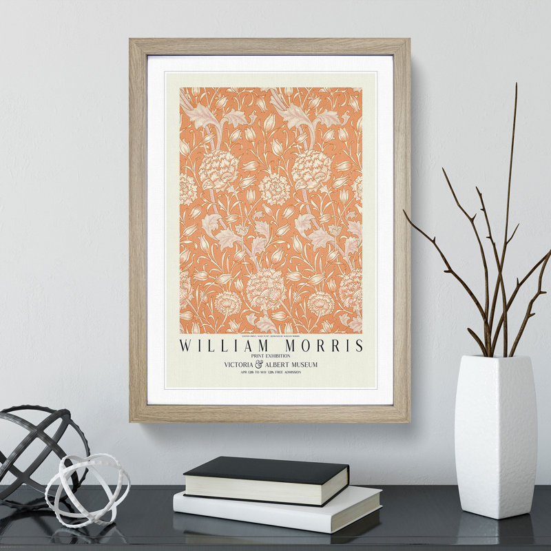 Wild Tulip with Border by William Morris - Picture Frame Painting, Oak Framed, 36cm H x 27cm W x 2cm D