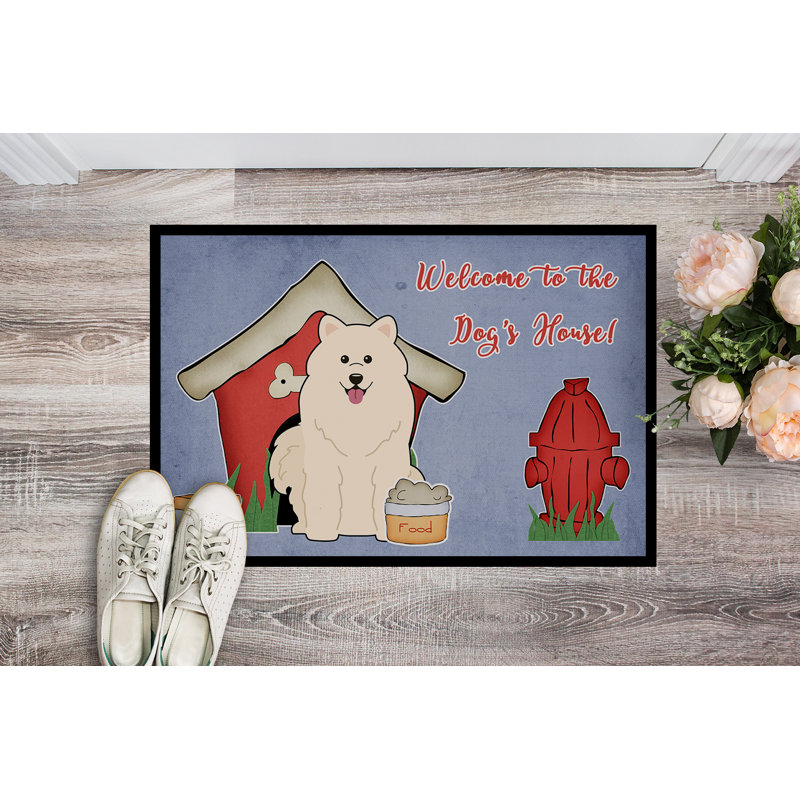 Tapis d'extérieur antidérapant Rochelle Dog House Samoyed, Rectangle 1 pi 6 po x 2 pi 3 po