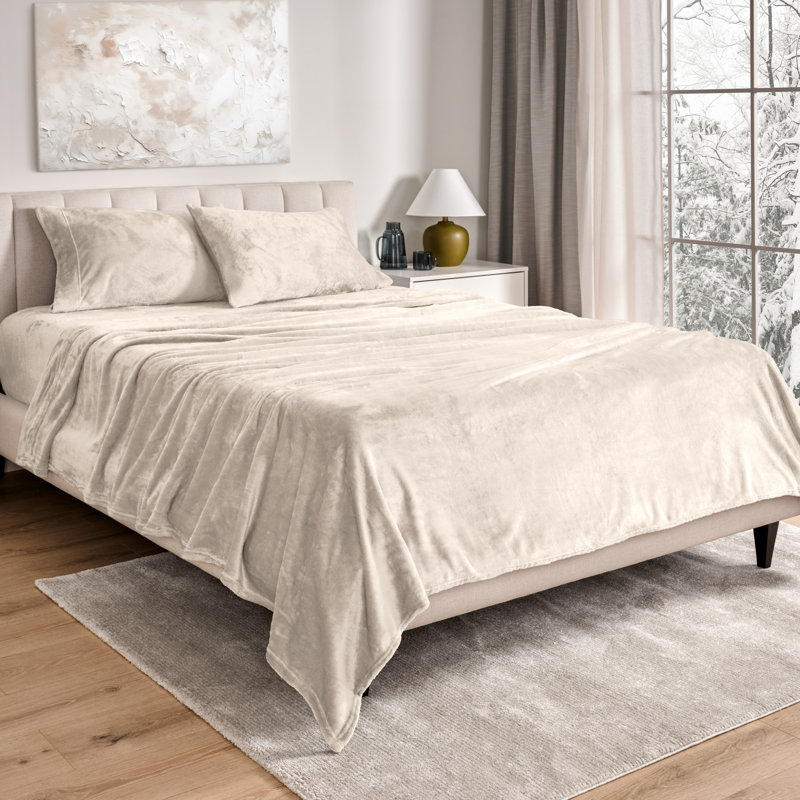 Ensemble de draps Microplush, Ensemble de draps pour taille de lit double avec u, Sable