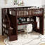 Lit mezzanine simple avec bureau mobile et tablette de rangement, avec escalier de rangement, espresso-1743144539