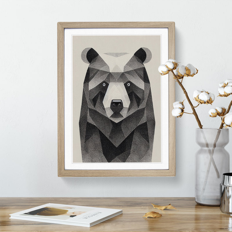 Contemporary Bear No.5 Abstract - Single Picture Frame Print, 64cm H x 46cm W x 2cm D, Oak Framed