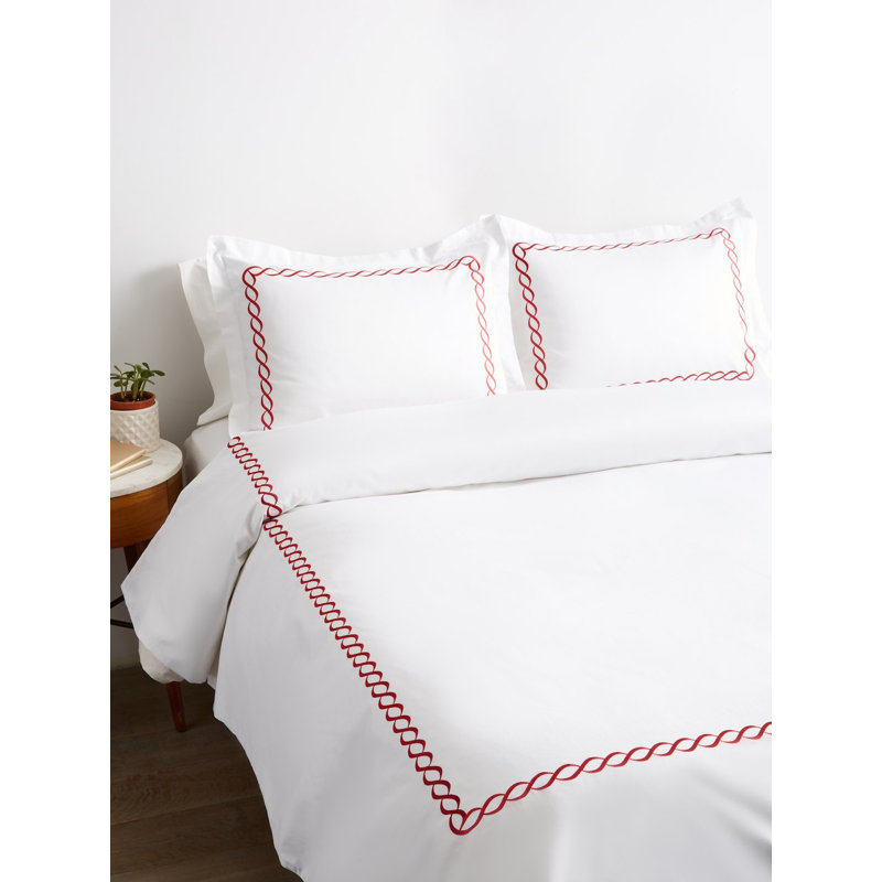 Avellana Modern & Contemporary Sateen Duvet Cover, Gray/White, Queen Duvet Cover + 2 Standard Shams