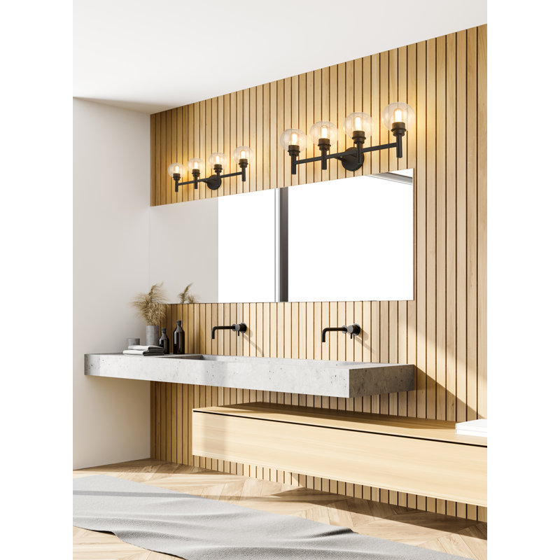 Éclairage pour meuble-lavabo à 4 lumières Ashrit, Noir mat