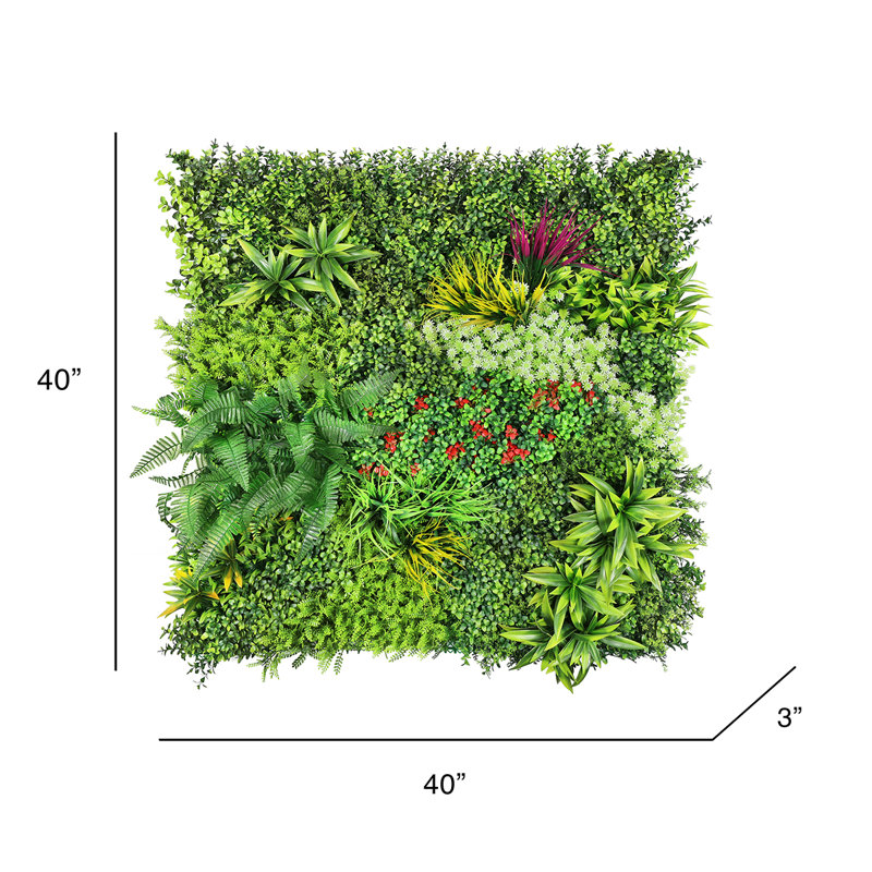 40" Artificial Fern Yucca Grass Daisy Greenery Wall Panel Hedge Mat Backdrop Privacy Screen