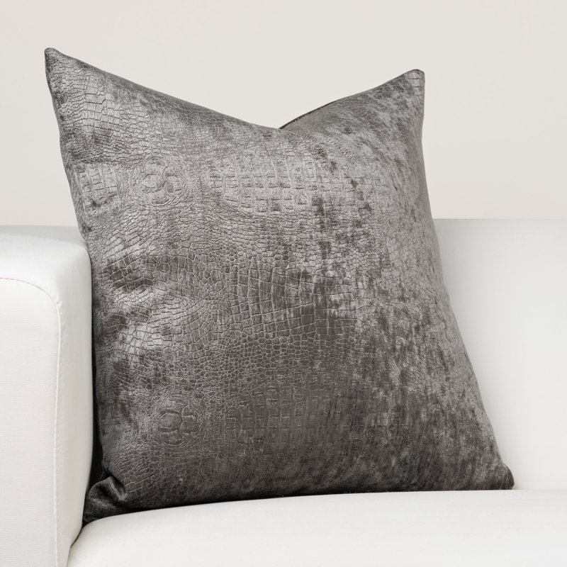 Nile Throw Pillow, 26" x 26", Charcoal