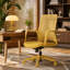 Fauteuil de direction ergonomique 350LBS, siège de bureau, tissu en filet, assise confortable, accoudoir intégré, fauteuil relevable et pivotant (jaune)