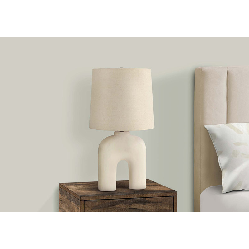 Lighting, 25 po, lampe de table, résine crème, abat-jour beige, moderne