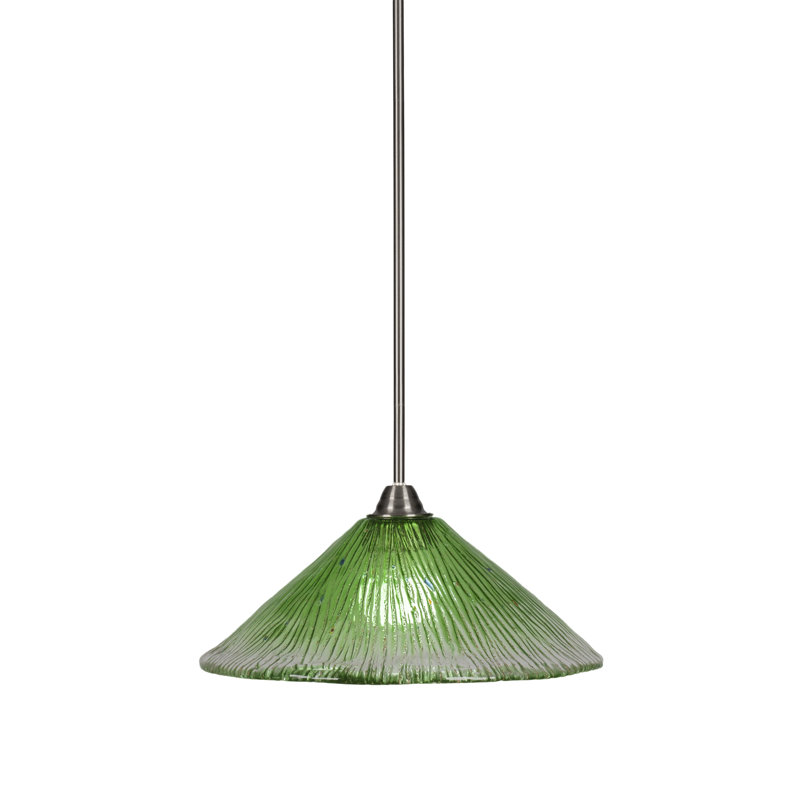 Luminaire suspendu en verre Averyon Paramount, Rouge, H 10,5 po x l 16 po x P 16 po, Nickel brossé