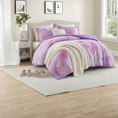 Ensembles de literie mauve moderne, teinture en polyester 4 pièces pour la chambre à coucher