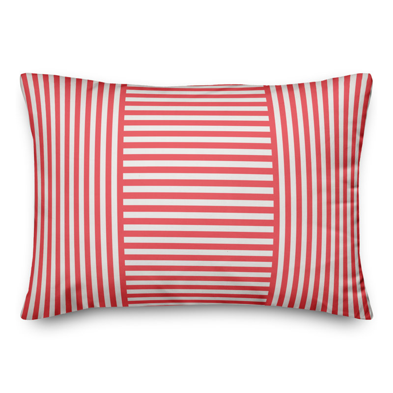 Housse de coussin rectangulaire , Polyester / Bourre en polyester, Rouge / Blanc, 14 po x 20 po