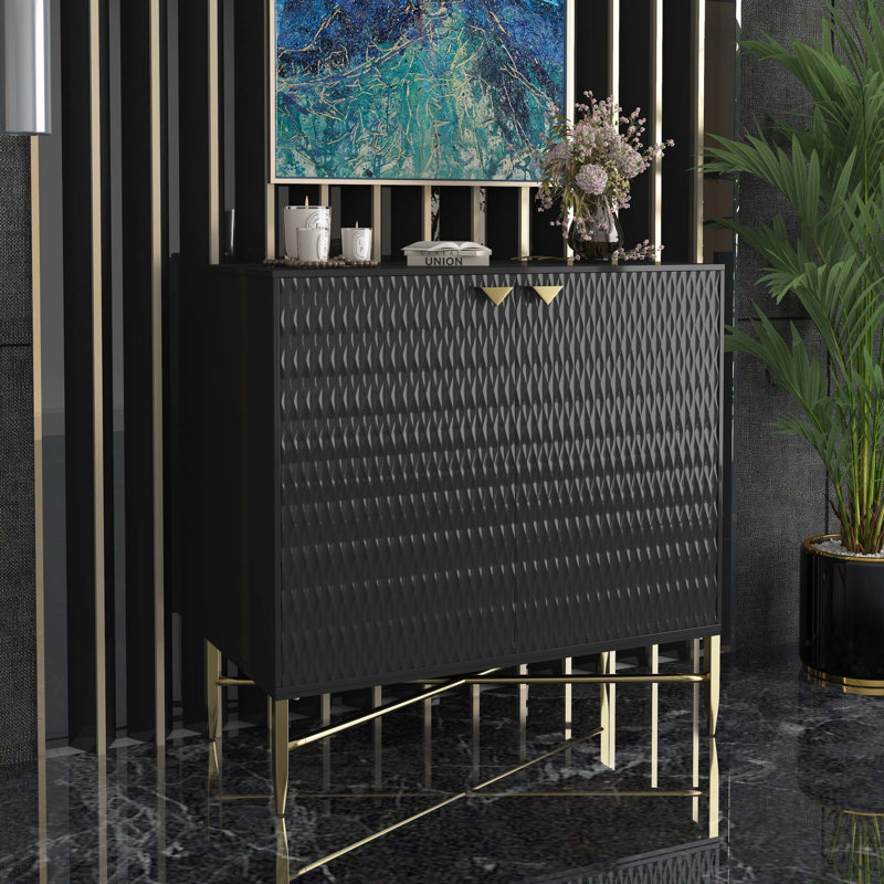 Armoire de rangement autoportante Modern, H 32,87 po x l 31,5 po x P 15,75 po, Noir