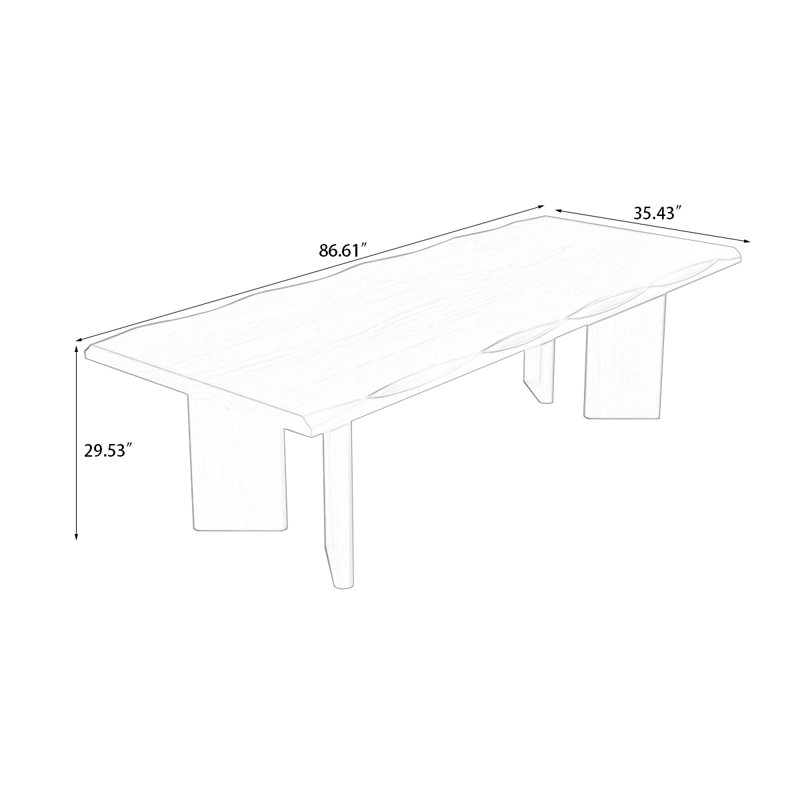 Brown Rectangular Solid Wood Dining Table, 29.53"H x 86.61"L x 35.43"W