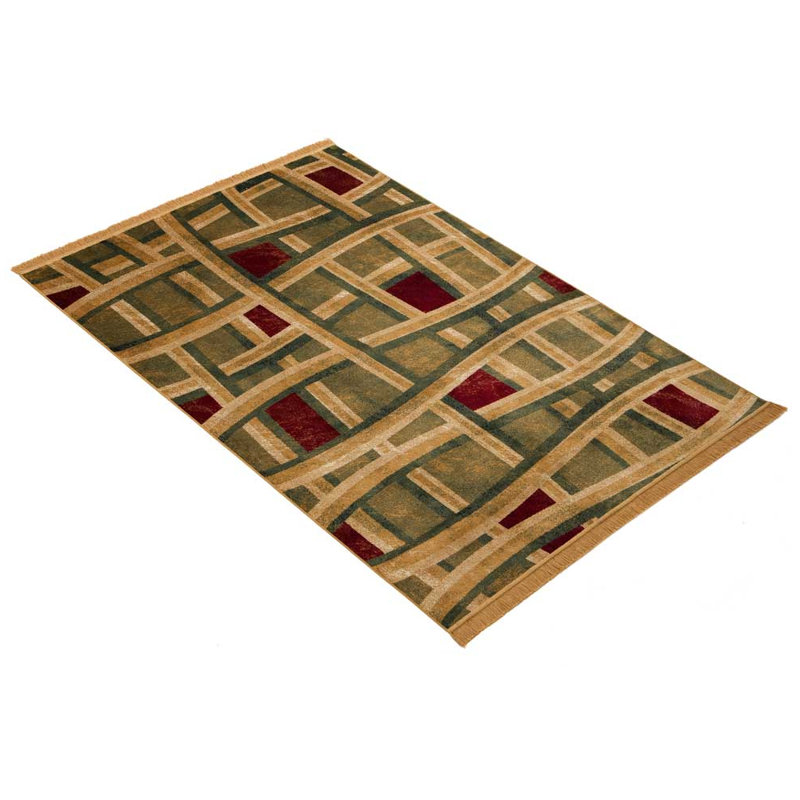 Anaheim Rectangle 53 cm x 77 cm Abstract Viscose Flatweave Dhurrie Area Rug