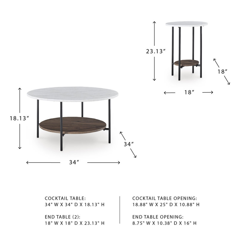 Table Brenneman (ensemble de 3)