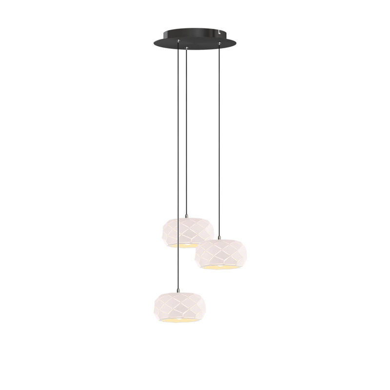 Luminaire suspendu tambour en grappe 3 lumières DEL Bixby, Blanc