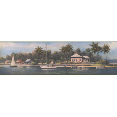 Bordure de papier peint abstraite Winland Villa House on River Shore