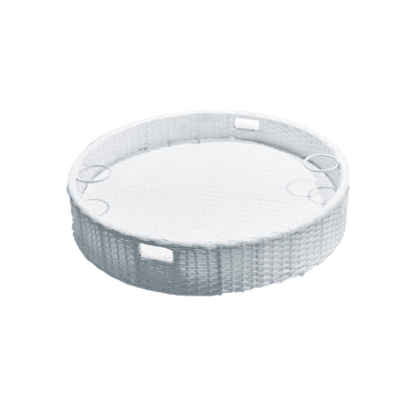 Hubhalsun Medium Size Floating Tray, 23.6" Wicker Floating Serving Tray with Hole Design, Poolside Drink & Food Holder for Swimming Pools, Spas, Backyard Parties, White