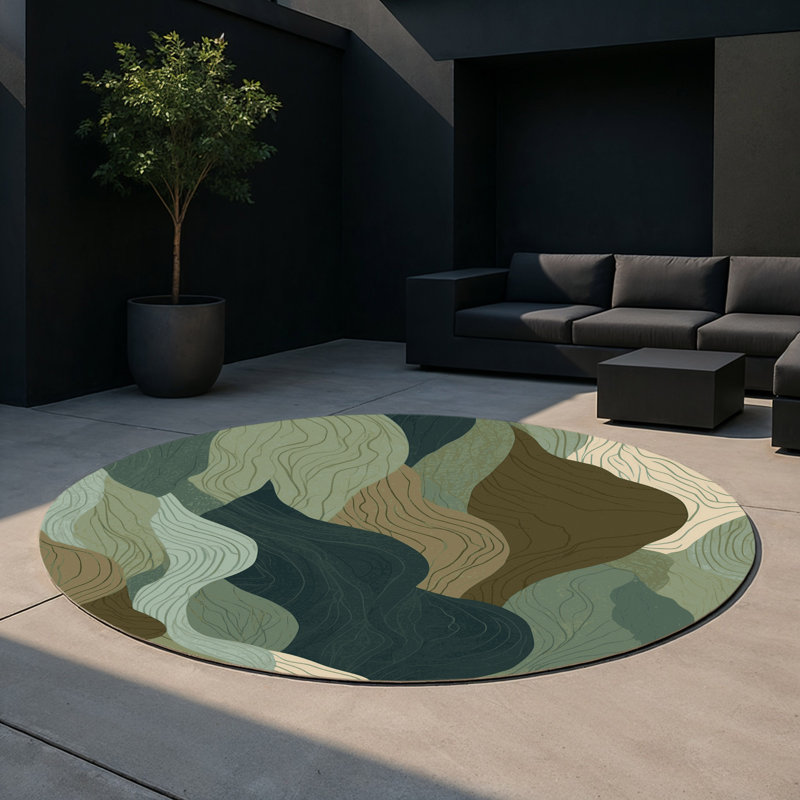Twilight Fractals Indoor And Outdoor Area Rug, Round 5'