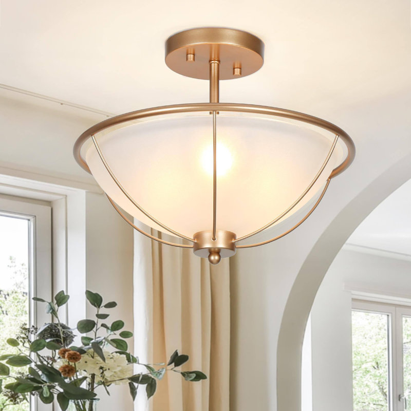 Abat-jour en verre givré encastré à 3 lumières Hanstelmut pour l'intérieur sec