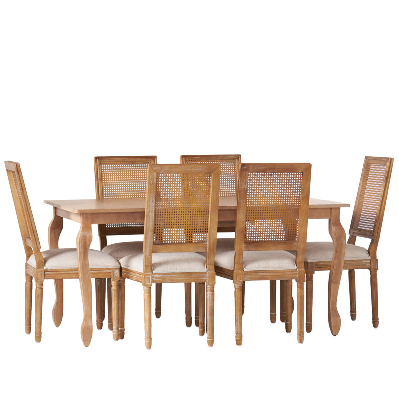 Stockseth 6 - Person Four Leg Dining Set, Brown, Brown/Cream, Brown