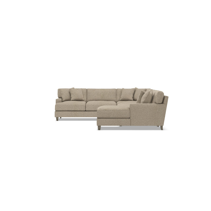 Mila Sectional, Light Brown Polyester, 33.5" H x 137" W x 107" D, Right Hand Facing