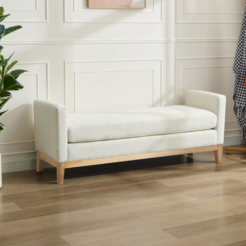 Banc rembourré l 66,32 po Saakshi, Ivoire ivoire, Naturel